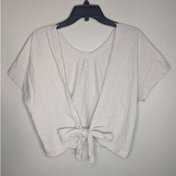 Lululemon It's A Tie Wrap Short Sleeve Tee in Heathered White Opal, Size 10 - Picture 8 of 10